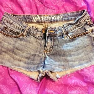 Low rise jean shorts
